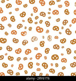 Bavarian pretzel seamless pattern on isolated background. Oktoberfest vector illustration. Pattern for web page, textile,  wallpaper,banner,poster. Stock Vector