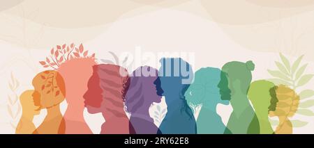 Campaign World mental health day. Mental health concept.Head silhouette profile.Mood disorder. Awareness.Metaphor bipolar disorder.Emotional burnout Stock Vector