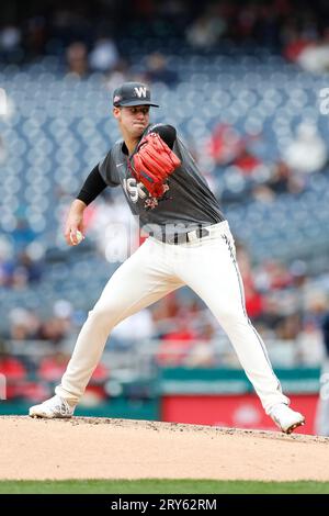This is a 2022 photo of Jackson Rutledge of the Washington Nationals baseball  team. This image reflects the Washington Nationals active roster Wednesday,  March 17, 2022, in West Palm Beach, Fla., when