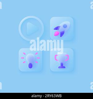Glassmorphism icons, great design for any purposes. Vector illustration Stock Vector