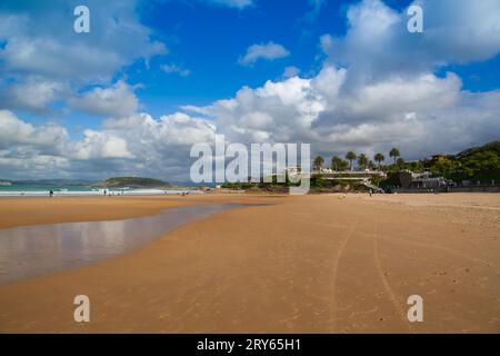 El Sardinero waterfront promenade and surfer beach. Spain Stock Photo