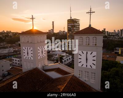 Beautiful aerial view to cathedral building in the city of Cuiabá Stock Photo