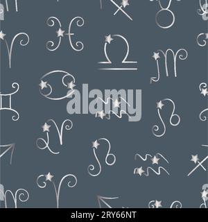 Seamless constellation pattern on blue background, vector Stock Vector