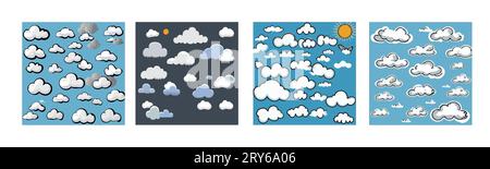 Set of Cloud Icons in trendy flat style isolated on background. Cloud symbol for your web site design, logo, app, UI. Vector illustration, EPS10. Stock Vector