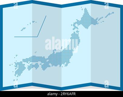 Vector illustration of four-fold Japan map ( dot pattern ) Stock Vector