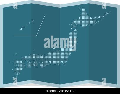 Vector illustration of four-fold Japan map ( dot pattern ) Stock Vector