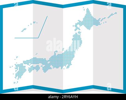 Vector illustration of four-fold Japan map ( dot pattern ) Stock Vector