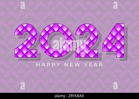 2024 diamond pattern New Year card. Modern geometric lettering. Stock Vector