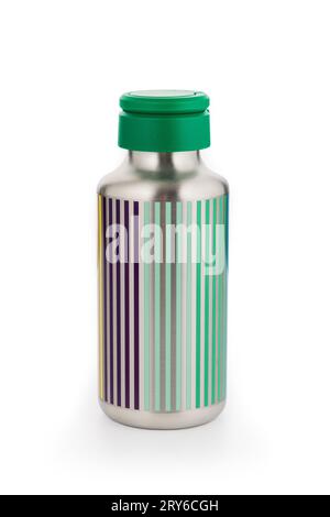Thermos stainless, thermo sport bootle, canteen bottle isolated object on white background Stock Photo