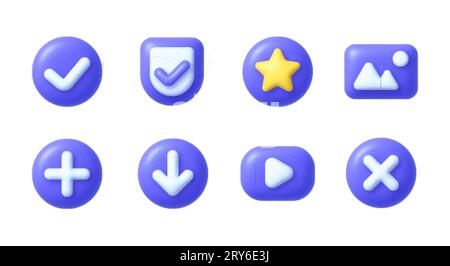 3d icons set, great design for any purposes. Vector illustration Stock Vector