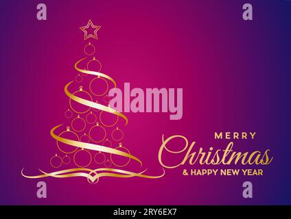 Vector abstract postcard and greeting, Golden Christmas Tree, with text Stock Vector
