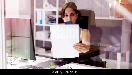 Taking Document Picture Or Photo With Phone. Smartphone Optical Document Stock Photo