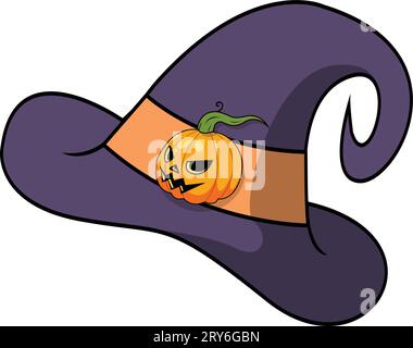 Halloween Pumpkin Witch Hat Illustration Stock Vector