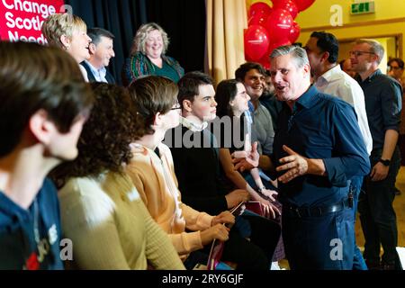 Hamilton, Scotland, UK. 29th September 2023.  Leader of the Labour Party, Sir Keir Starmer, joined Anas Sarwar, Michael Shanks and Jackie Baillie for a Scottish Labour rally ahead of the Rutherglen and Hamilton West by-election next week. The Scottish Labour Party is hoping to take the seat from the SNP.  Iain Masterton/Alamy Live News Stock Photo