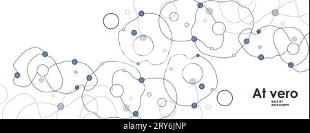 Abstract crossing contour on banner background. Pattern abstract connected shapes with dots. Pattern amorphous minimalist design. Vector illustration. Stock Vector