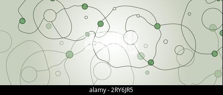 Abstract crossing contour on banner background. Pattern abstract connected shapes with dots. Pattern amorphous minimalist design. Vector illustration. Stock Vector