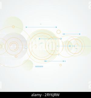Vector points and lines connecting circles background. Geometric abstraction design with lines and points. Straight line and circles dynamics Stock Vector