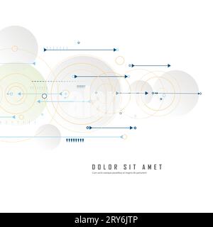 Vector points and lines connecting circles background. Geometric abstraction design with lines and points. Straight line and circles dynamics Stock Vector