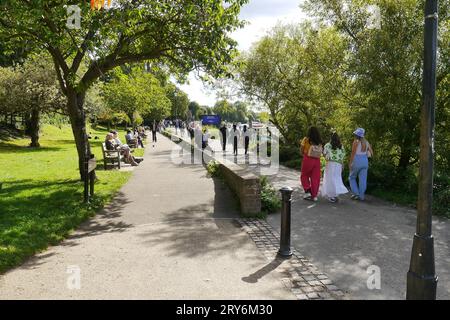 Richmond upon Thames Riverside Embankment on a sunny day in Summer Stock Photo