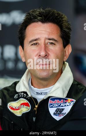 Michael Goulian, pilot, taking part in the 2016 Red Bull Air Race event at Ascot Racecourse, Royal Berkshire, UK Stock Photo