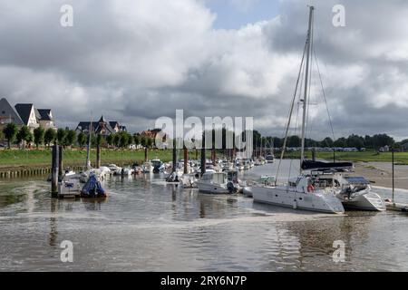 The very pretty fishing village of Le Crotoy in Picardie. Stock Photo