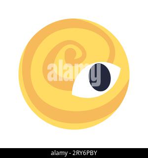 Curious eyeball planet with spiral 2D cartoon conceptual object Stock Vector