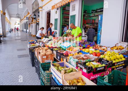Seville, Spain, Small Crowd People, Shopping in Public Food Market, 'El Arenal Market',  in Old Town Center, Local Grocery Shop Display Stock Photo