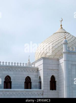 Russia, Bolgar - 5.1.2020: The White Mosque, modern mosque in Tatarstan, part of Russia. Architectural ensemble also known as Ak-Mechet. Built in 2012 Stock Photo