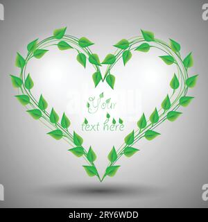 Heart Made from Green Leaves Stock Vector