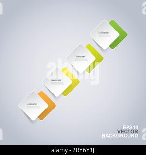 Minimal Paper Cut Infographics Design - Round Squares Stock Vector