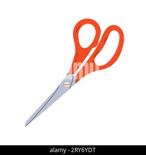 Closed red stationery scissors. Stock Vector