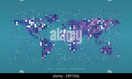 Dotted Map Design - Colorful World Map Stock Vector