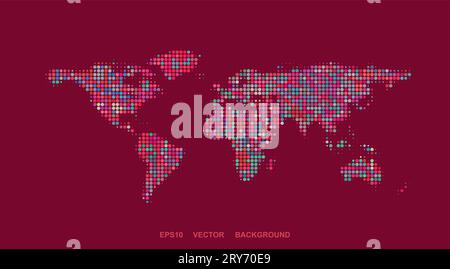 Dotted Map Design - Colorful World Map Stock Vector