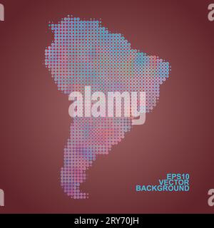 Dotted Map Design - Colorful Map of South America Stock Vector