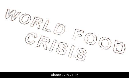 Concept conceptual large community of people forming the WORLD FOOD CRISIS message.  3d illustration metaphor for  shortage, drought,  recession Stock Photo