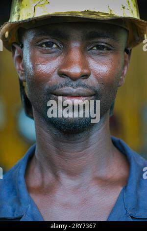 Ghana, Tarkwa. Portrait of miner of  Ghana Manganese Company. Stock Photo