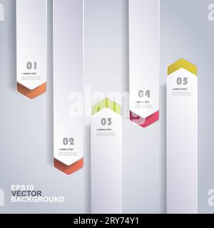 Colorful Paper Cut Infographics Design - Rounded Arrows Stock Vector