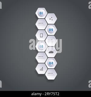 Infographic Concept with Hexagons - Flow Chart Design - Timeline Stock Vector