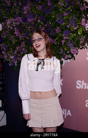 Mexico City, Mexico. 28th Sep, 2023. September 28, 2023, Mexico City, Mexico: Roberta Damian attends the Pink carpet of the ‘Shark Beauty' launch at Estacion Indianilla Cultural Center. on September 28, 2023 in Mexico City, Mexico. (Photo by Carlos Tischler/ Eyepix Group) (Photo by Eyepix/Sipa USA) Credit: Sipa USA/Alamy Live News Stock Photo