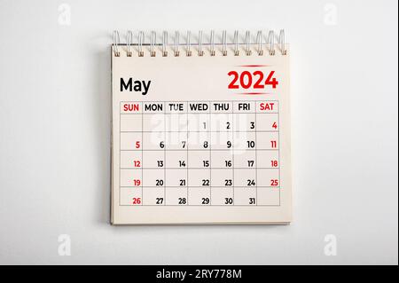 May 2024. Resolution, strategy, solution, goal, business and holidays. Date - month May 2024. Page of annual monthly calendar - May 2024 Stock Photo