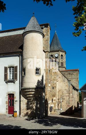 Combrailles region. Menat village, the benedictine abbey (12th century),Puy de Dome department, Auvergne-Rhone-Alpes, France Stock Photo