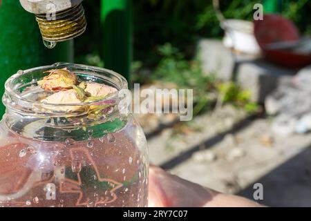 Reusable water bottle. World refill day. Zero waste concept. Stock Photo