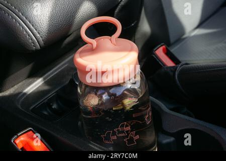 Reusable water bottle. World refill day. Zero waste concept. Stock Photo