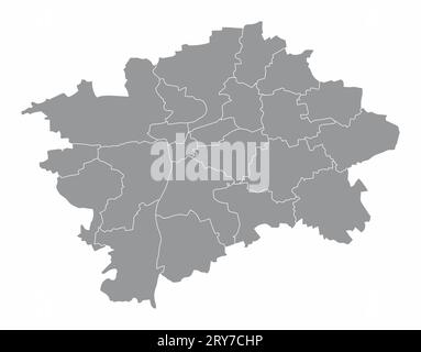 Prague administrative map isolated on white background, Czech Republic Stock Vector