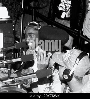 **FILE PHOTO** Man Arrested In Connection with the 1996 Murder Of Tupac Shakur** The Digital Underground (with Tupac Shakur) doing an interview at the KMEL Summer Jam at the Shorline Ampitheatre in Mountain View, CA. August, 1991. Credit: Pat Johnson/MediaPunch Stock Photo