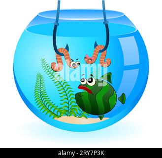 Fish eats a worms Stock Photo