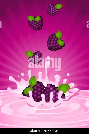 Tasty whortleberry in yoghurt Stock Photo