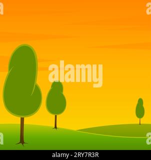 A Country Landscape with Trees Stock Photo