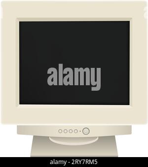 crt computer monitor.Isolated old monitor front view Stock Vector