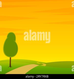 A Country Landscape with Trees Stock Photo